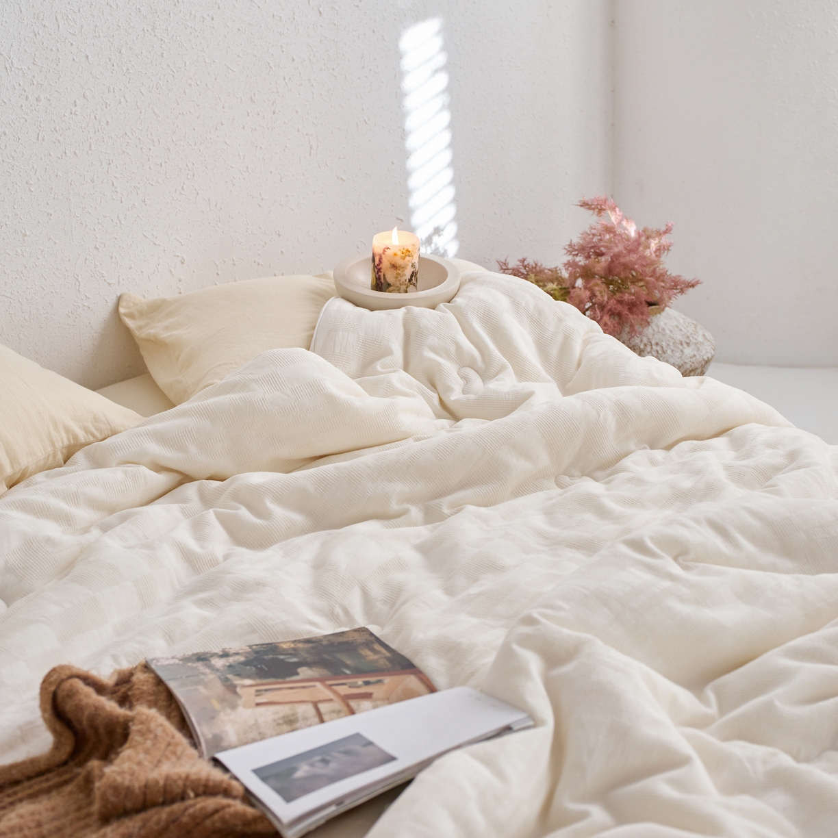 91家纺网 家纺一手货源 找家纺 纪梵茜 2025新款李官奇正品授权55%大豆拉链子母被芯二合一双胎被子全棉华夫格四季被纯棉冬被 大豆被-宝铂