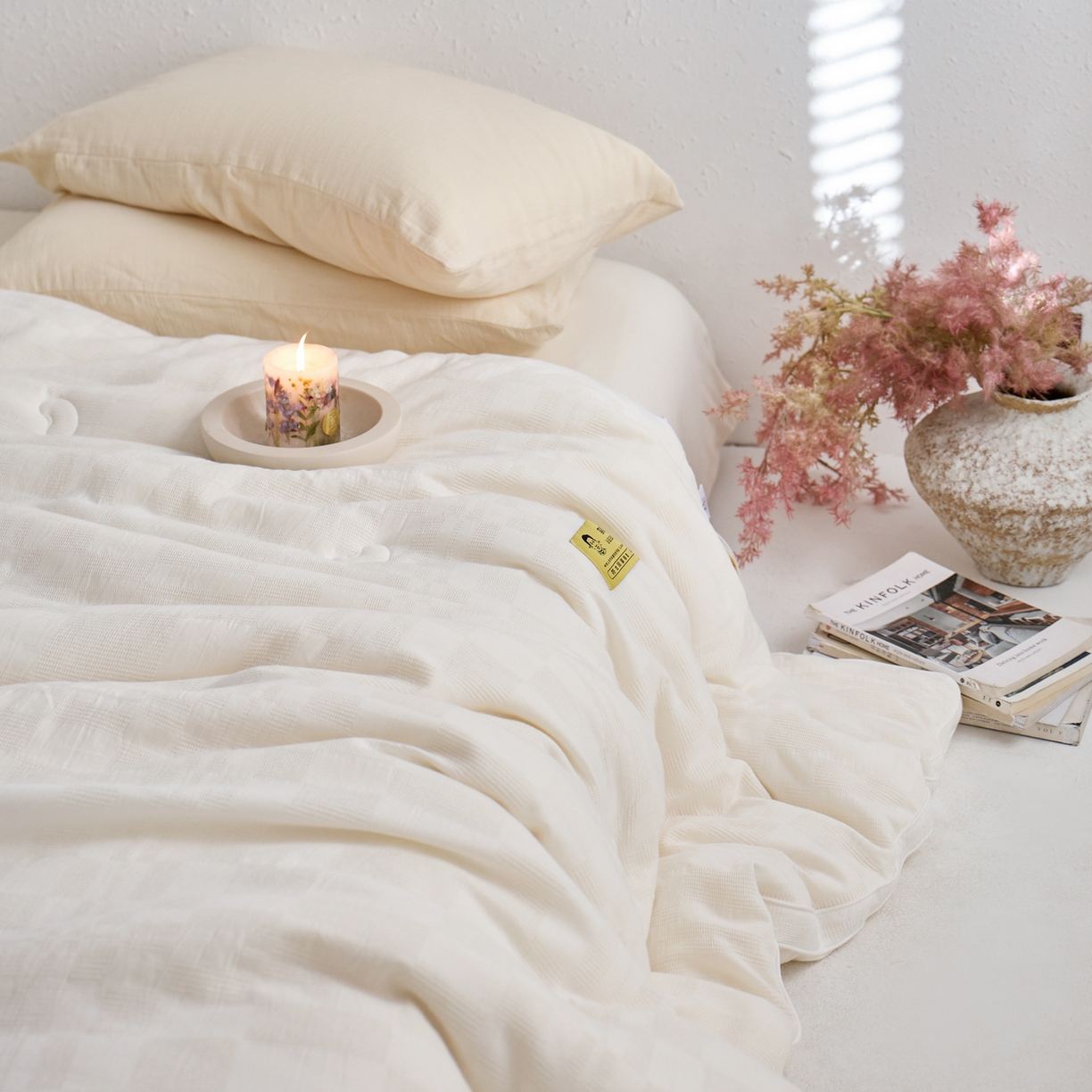 91家纺网 家纺一手货源 找家纺 纪梵茜 2025新款李官奇正品授权55%大豆拉链子母被芯二合一双胎被子全棉华夫格四季被纯棉冬被 大豆被-宝铂