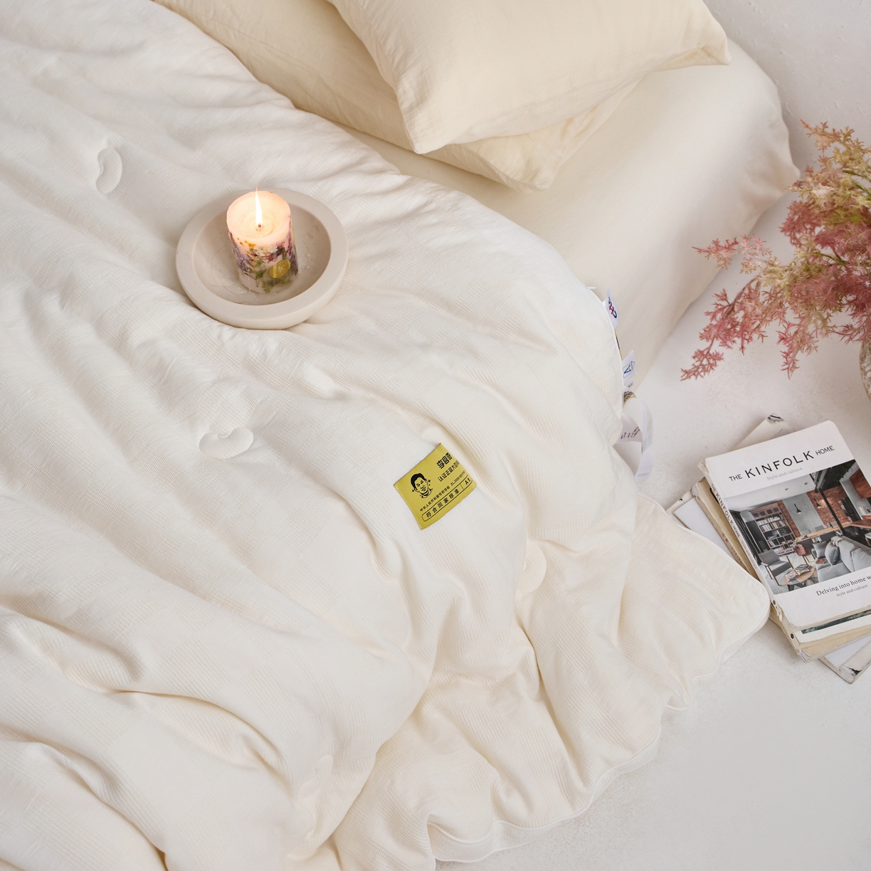 91家纺网 家纺一手货源 找家纺 纪梵茜 2025新款李官奇正品授权55%大豆拉链子母被芯二合一双胎被子全棉华夫格四季被纯棉冬被 大豆被-宝铂