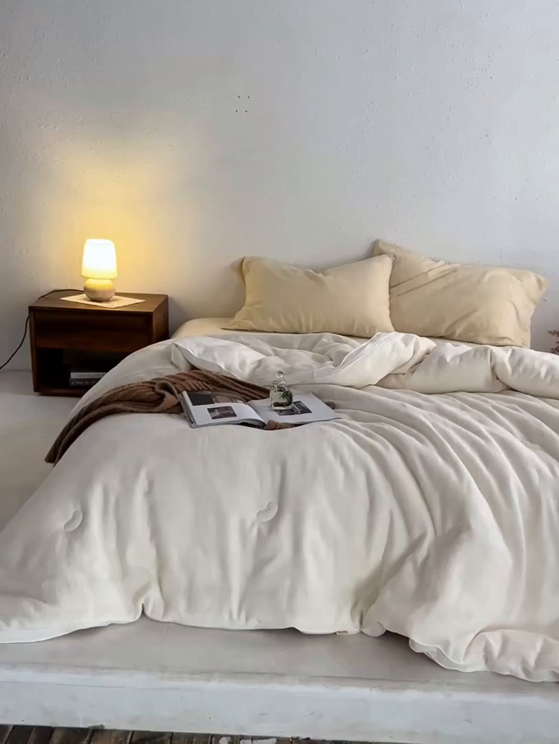 91家纺网 家纺一手货源 找家纺 纪梵茜 2025新款李官奇正品授权55%大豆拉链子母被芯二合一双胎被子全棉华夫格四季被纯棉冬被 大豆被-宝铂