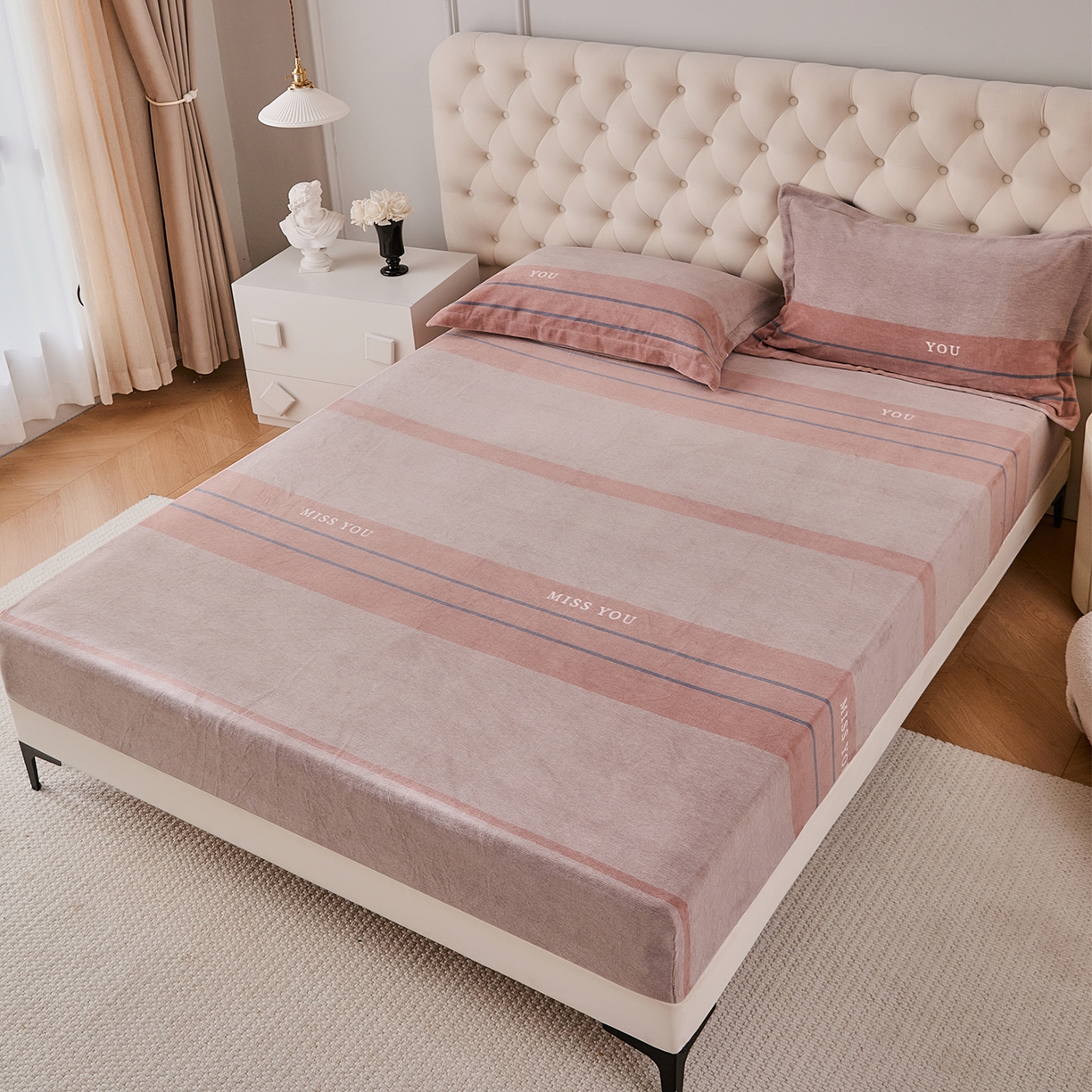 91家纺网 家纺一手货源 找家纺 （总）锦罗绣 2025新款230克牛奶绒印花单床笠