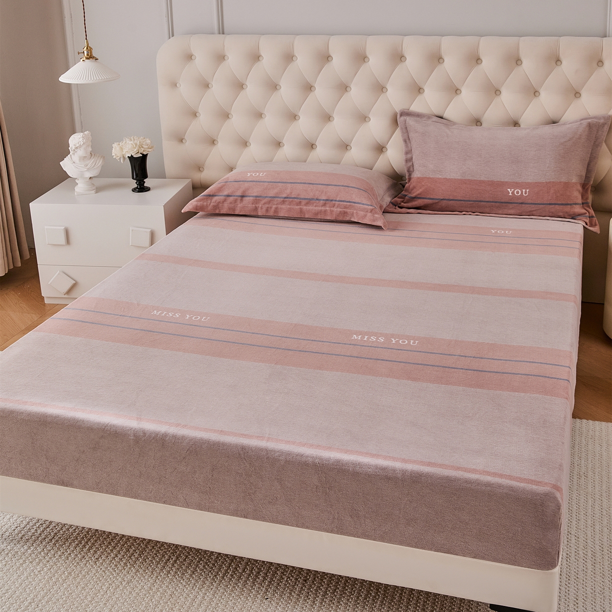 91家纺网 家纺一手货源 找家纺 （总）锦罗绣 2025新款230克牛奶绒印花单床笠