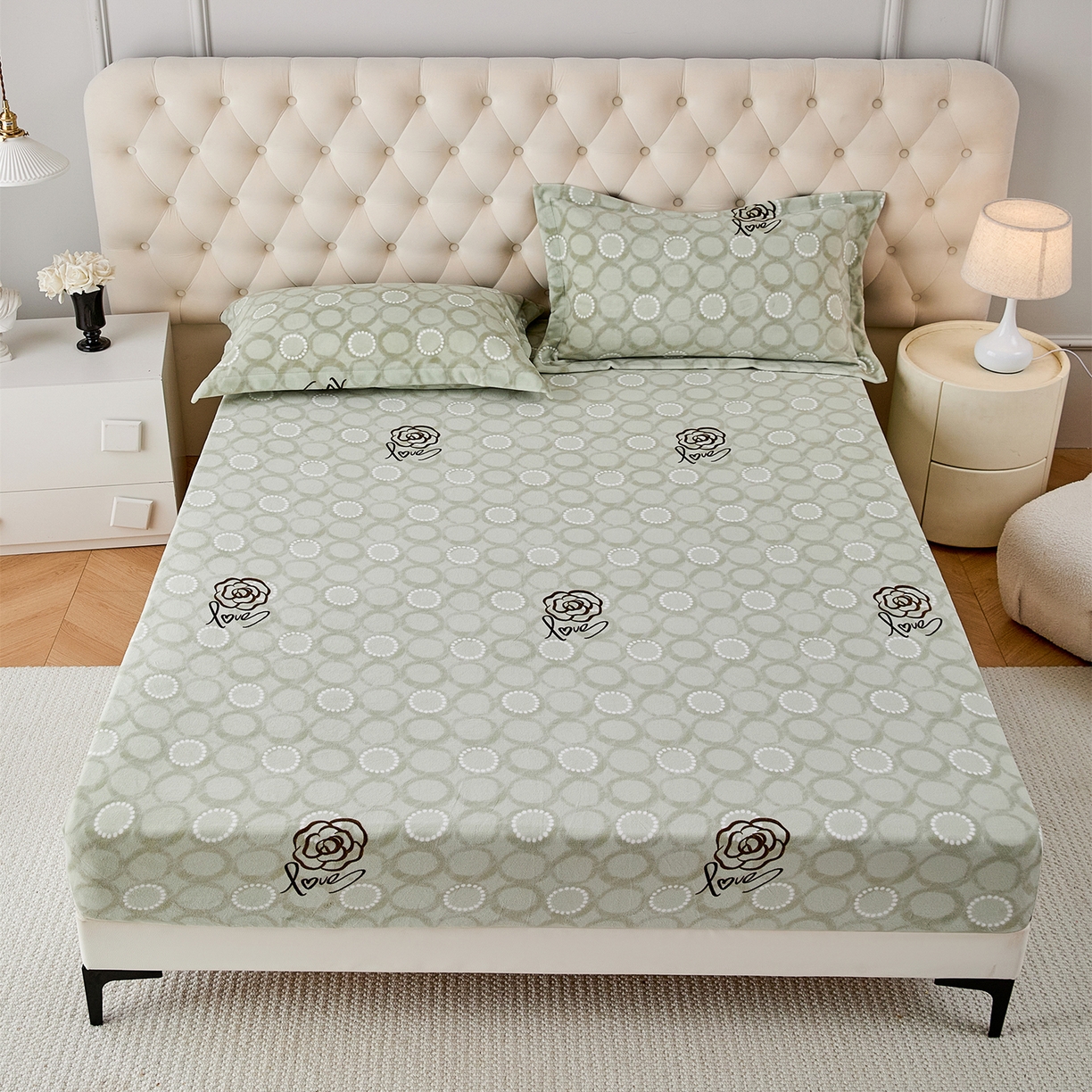 91家纺网 家纺一手货源 找家纺 （总）锦罗绣 2025新款230克牛奶绒印花单床笠