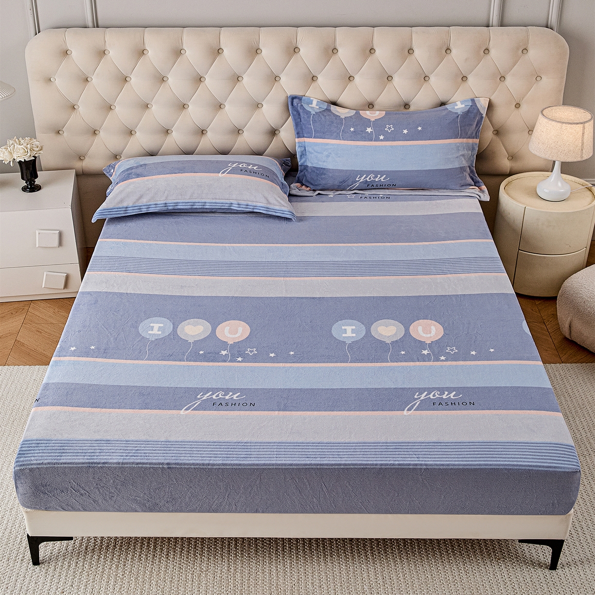 91家纺网 家纺一手货源 找家纺 （总）锦罗绣 2025新款230克牛奶绒印花单床笠