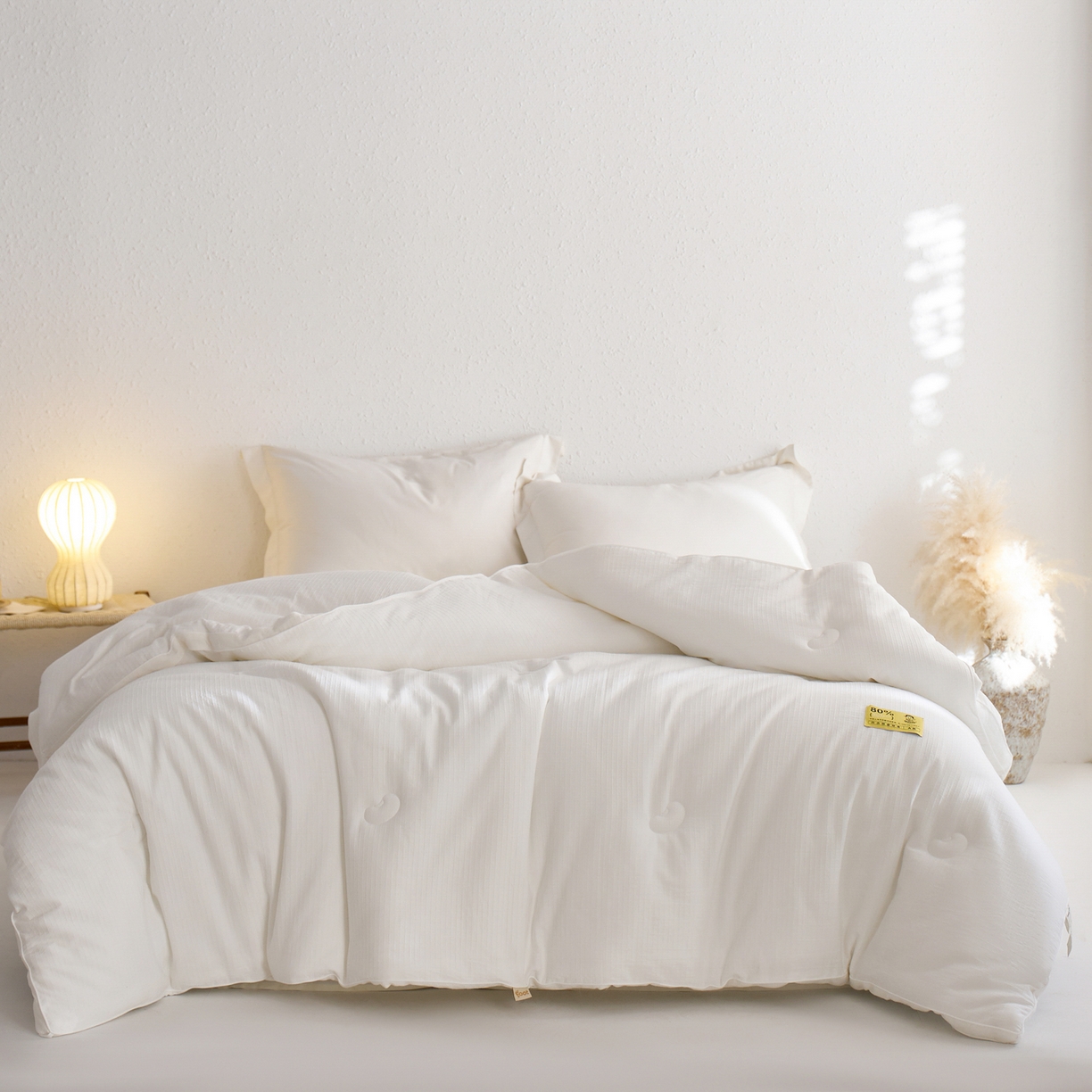 91家纺网 家纺一手货源 找家纺 纪梵茜 2025新款李官奇正品授权80%大豆纤维拉链子母被芯二合一双胎被子全棉四季被纯棉冬被 大豆被-蔓格