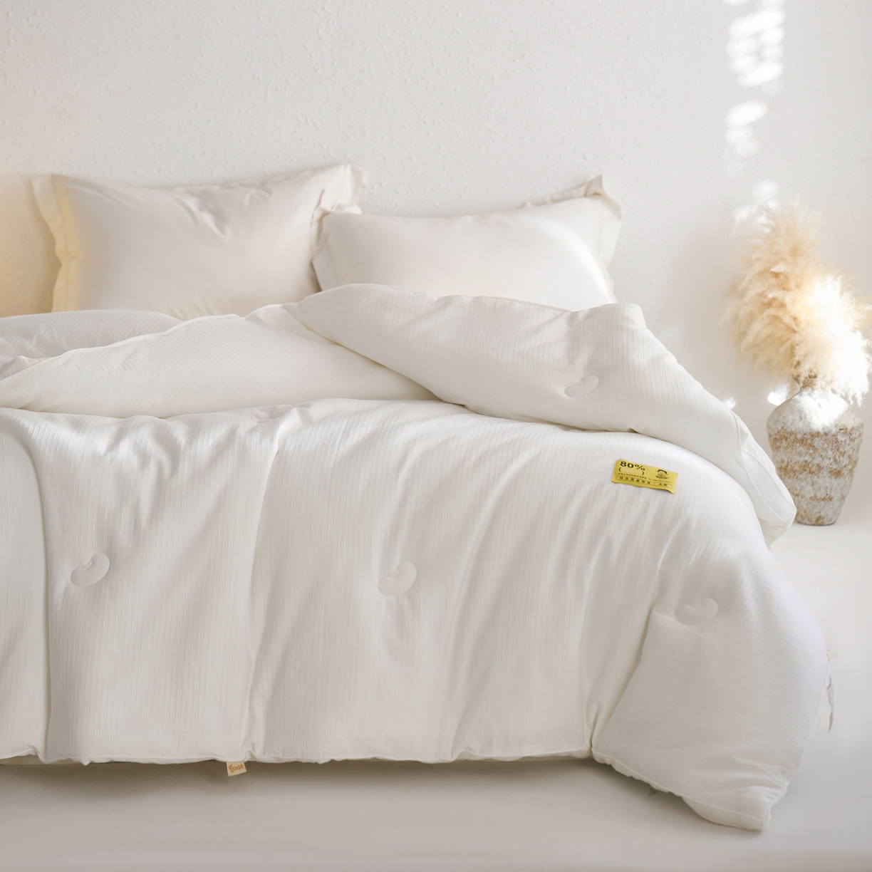 91家纺网 家纺一手货源 找家纺 纪梵茜 2025新款李官奇正品授权80%大豆纤维拉链子母被芯二合一双胎被子全棉四季被纯棉冬被 大豆被-蔓格