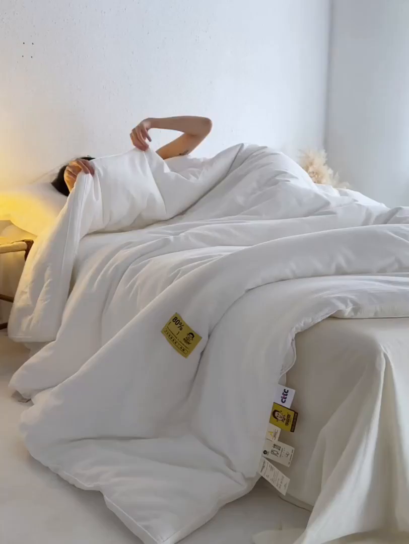 91家纺网 家纺一手货源 找家纺 纪梵茜 2025新款李官奇正品授权80%大豆纤维拉链子母被芯二合一双胎被子全棉四季被纯棉冬被 大豆被-蔓格