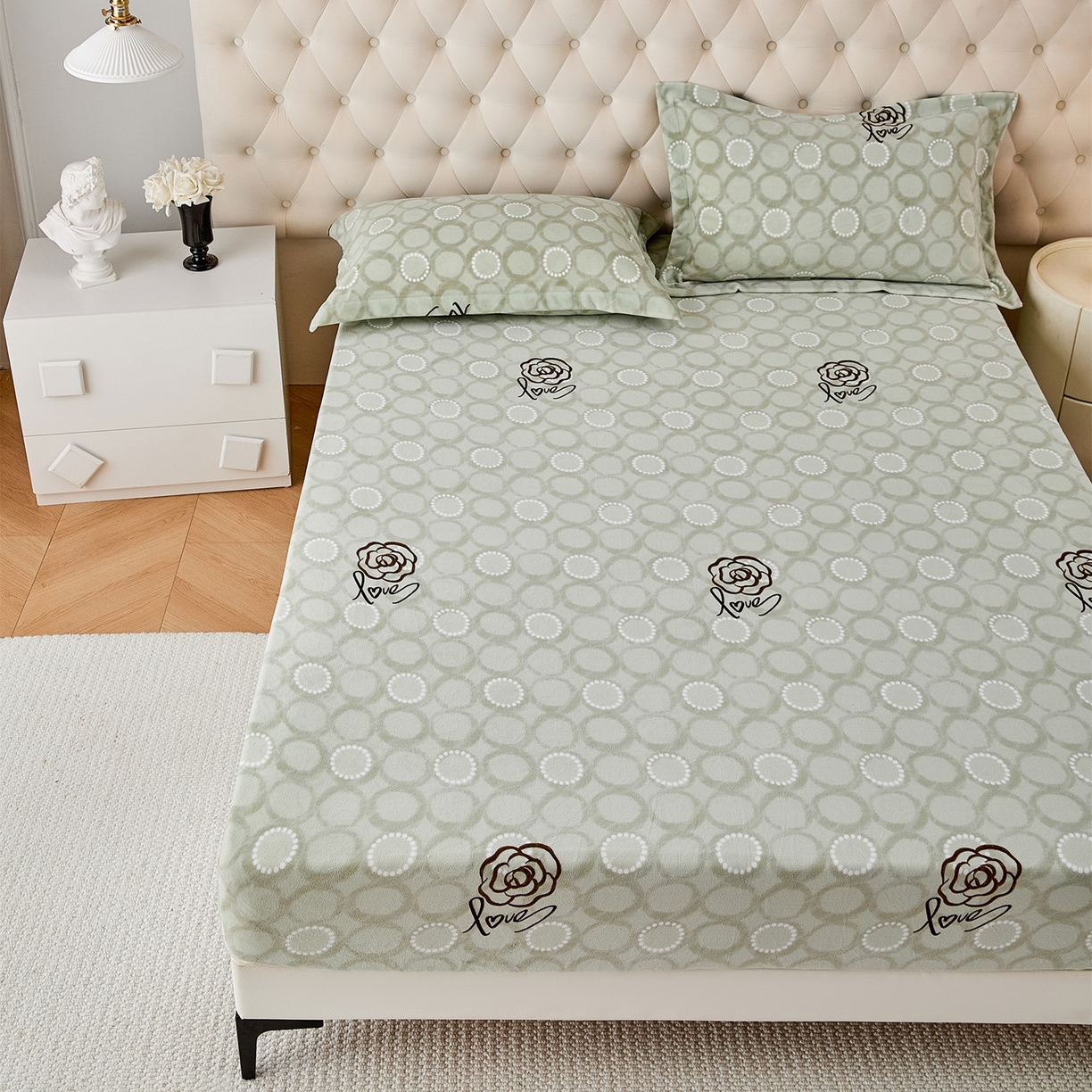 91家纺网 家纺一手货源 找家纺 锦罗绣 2025新款230克牛奶绒印花单床笠 等待