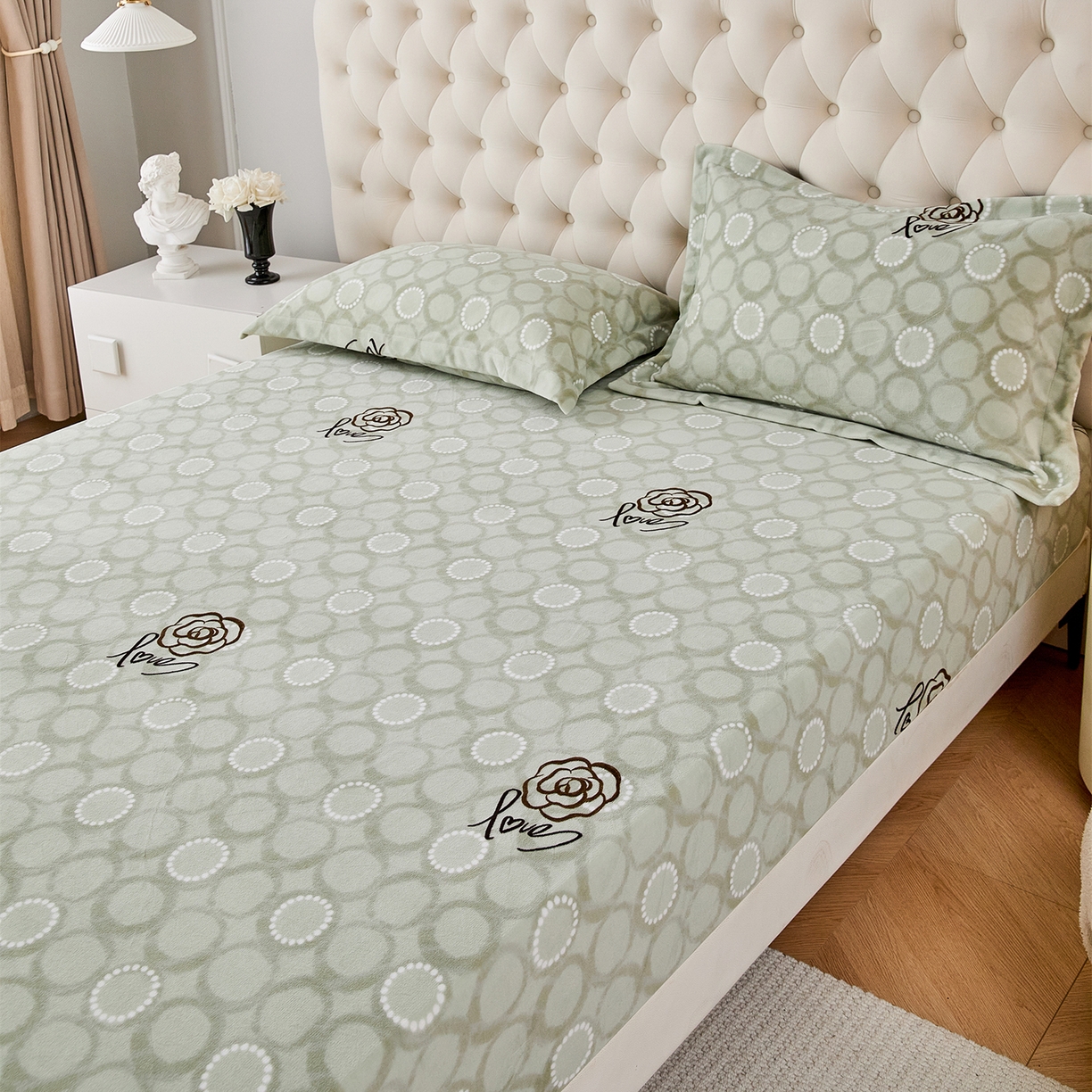 91家纺网 家纺一手货源 找家纺 锦罗绣 2025新款230克牛奶绒印花单床笠 等待