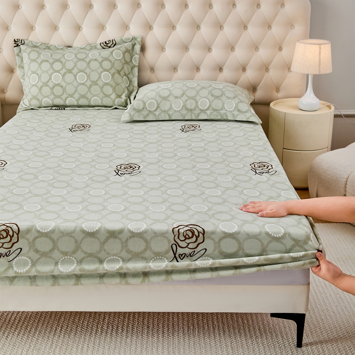 91家纺网 家纺一手货源 找家纺 锦罗绣 2025新款230克牛奶绒印花单床笠 等待