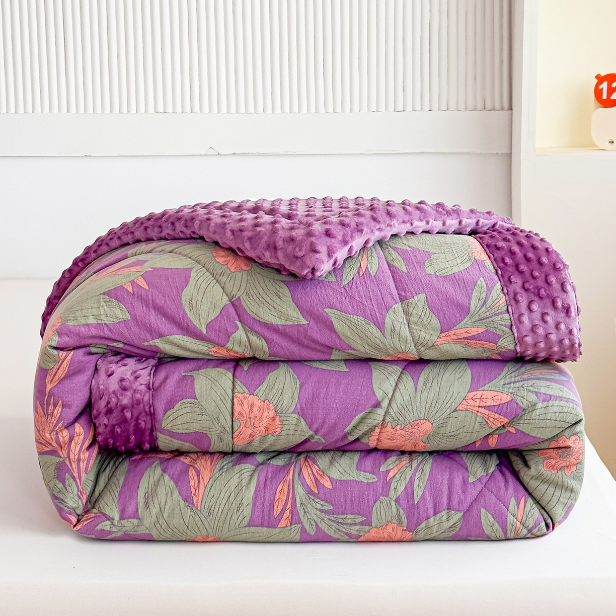 禧多家纺 2025新款双层纱豆豆被被子被芯 百合