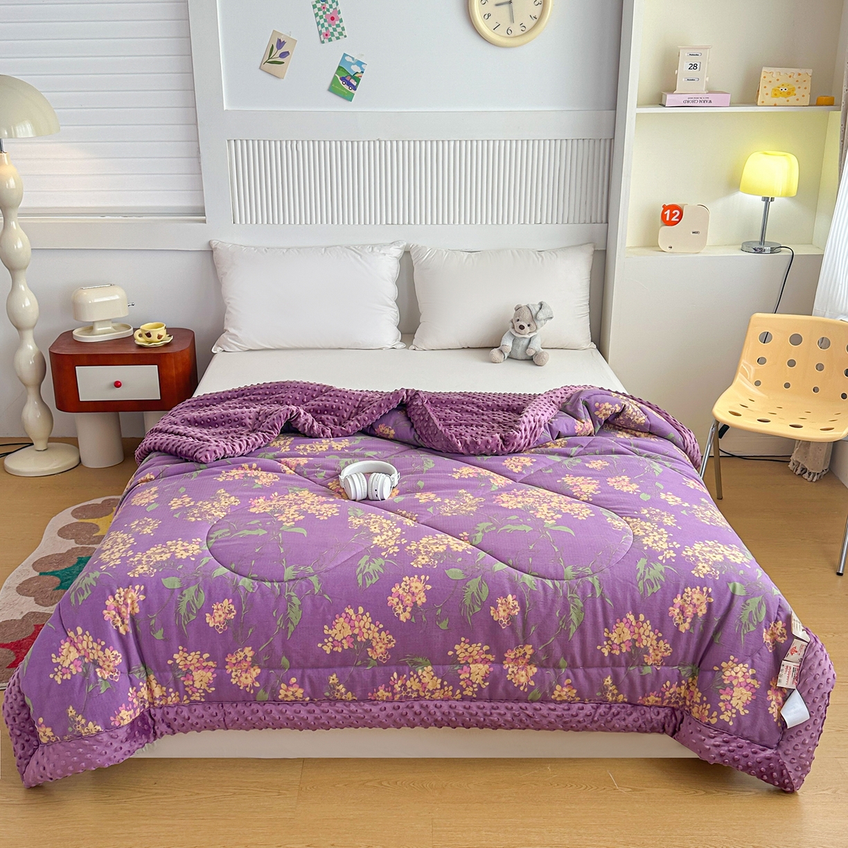 91家纺网 家纺一手货源 找家纺 禧多家纺 2025新款双层纱豆豆被被子被芯 柏林花事