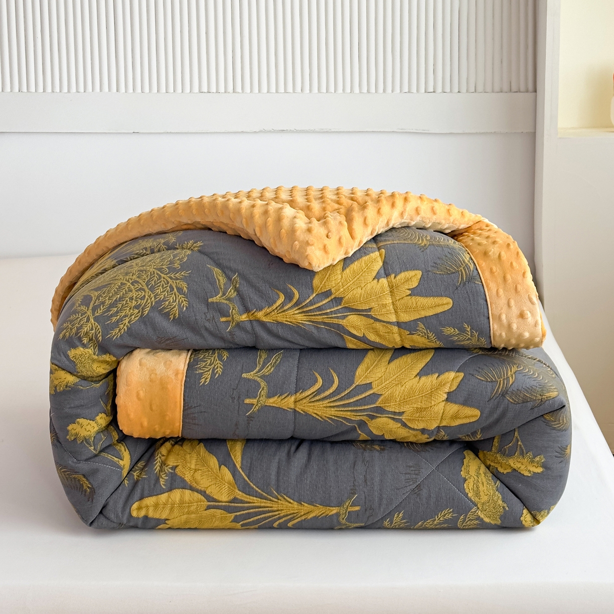 禧多家纺 2025新款双层纱豆豆被被子被芯 发财树