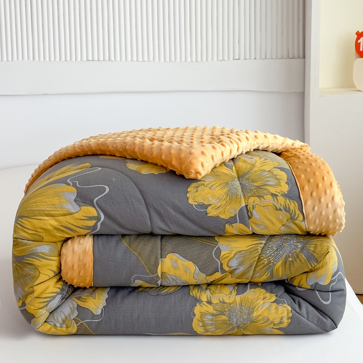 禧多家纺 2025新款双层纱豆豆被被子被芯 金晨花语