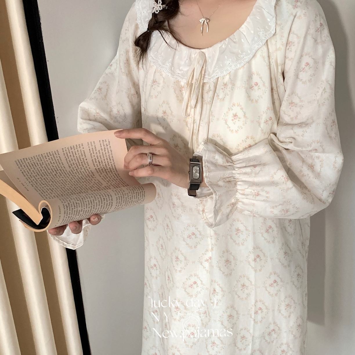 91家纺网 家纺一手货源 找家纺 纽约生活 2025新款系绳胸垫蕾丝裙 花环