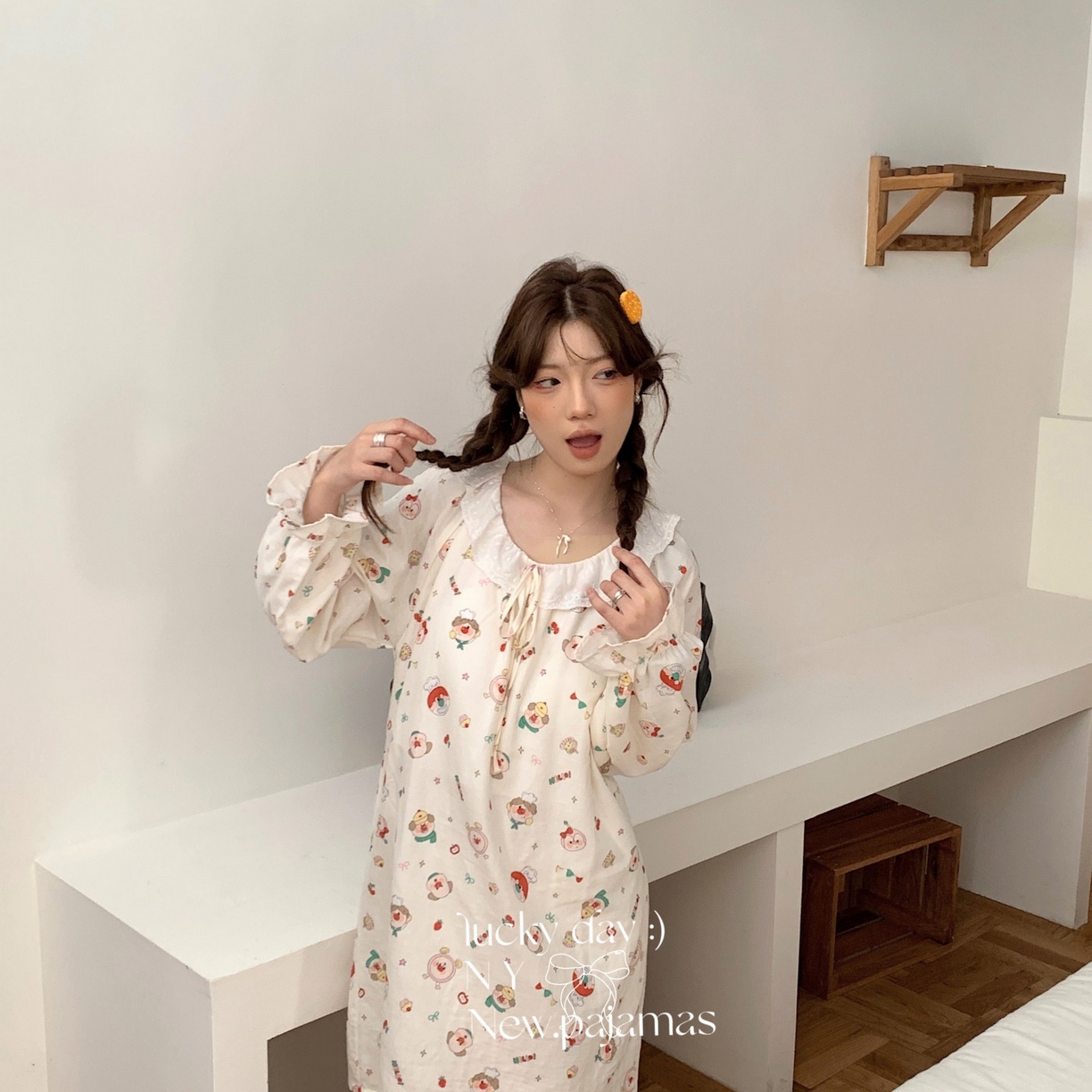 91家纺网 家纺一手货源 找家纺 纽约生活 2025新款系绳胸垫蕾丝裙 面包超人