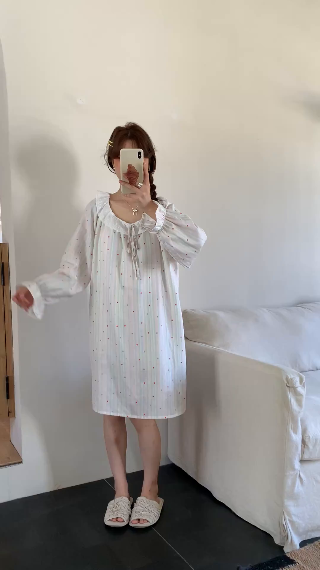 91家纺网 家纺一手货源 找家纺 纽约生活 2025新款系绳胸垫蕾丝裙 奶油条纹