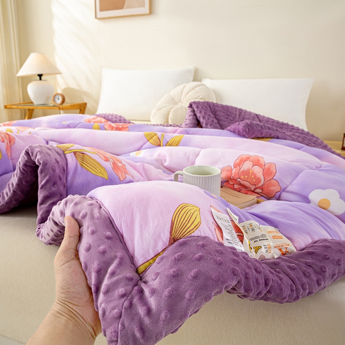 91家纺网 家纺一手货源 找家纺 （总）美梦之都 2025新款A类水洗豆豆绒印花大豆被子被芯