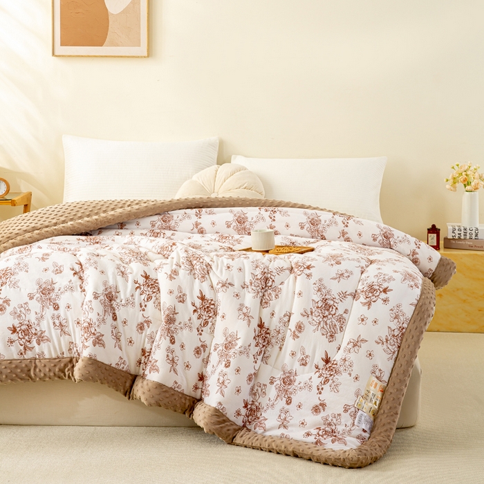 91家纺网 家纺一手货源 找家纺 美梦之都 2025新款A类水洗豆豆绒印花大豆被子被芯 繁花似锦