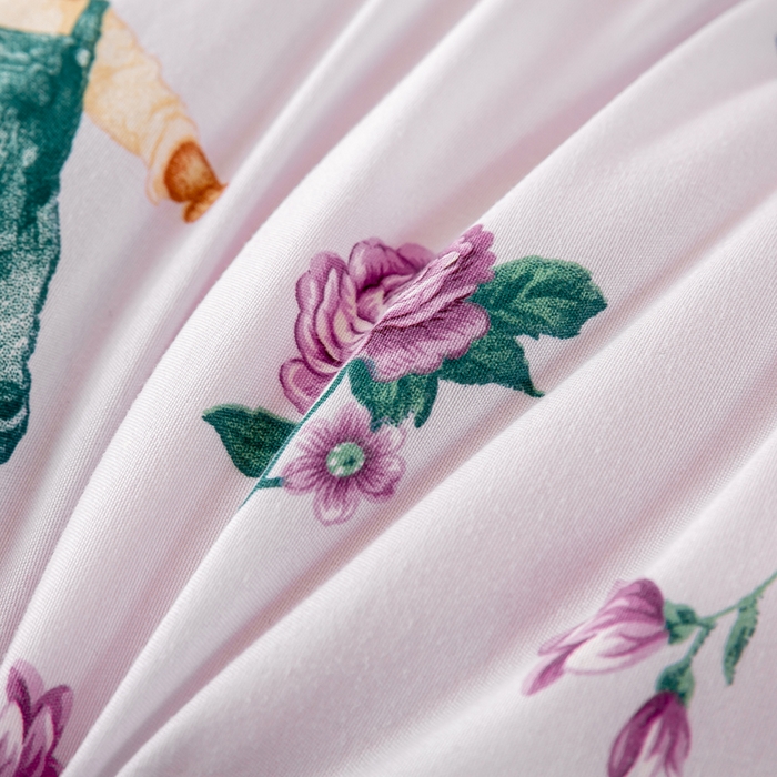 91家纺网 家纺一手货源 找家纺 美梦之都 2025新款A类水洗豆豆绒印花大豆被子被芯 花田兔