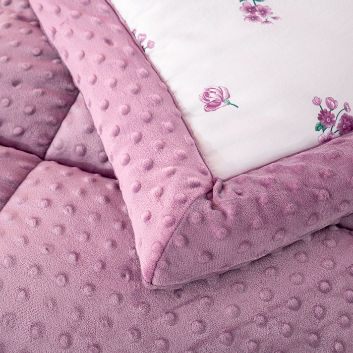 91家纺网 家纺一手货源 找家纺 美梦之都 2025新款A类水洗豆豆绒印花大豆被子被芯 花田兔