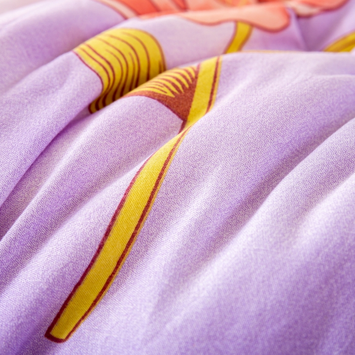 91家纺网 家纺一手货源 找家纺 美梦之都 2025新款A类水洗豆豆绒印花大豆被子被芯 花田紫