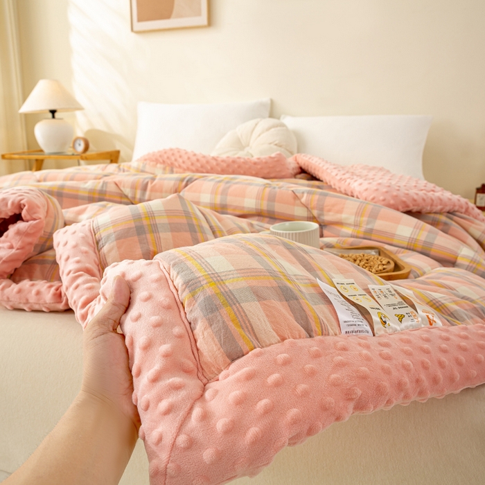 美梦之都 2025新款A类水洗豆豆绒印花大豆被子被芯 简夕粉