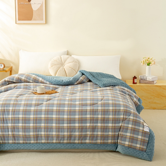 91家纺网 家纺一手货源 找家纺 美梦之都 2025新款A类水洗豆豆绒印花大豆被子被芯 简夕兰