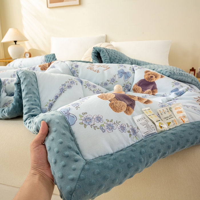 美梦之都 2025新款A类水洗豆豆绒印花大豆被子被芯 小熊乐园