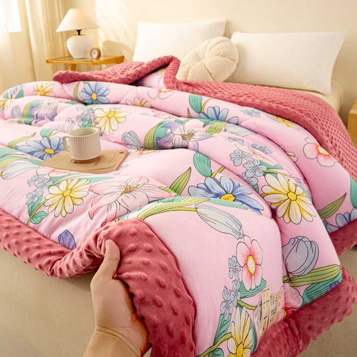 美梦之都 2025新款A类水洗豆豆绒印花大豆被子被芯 郁金香