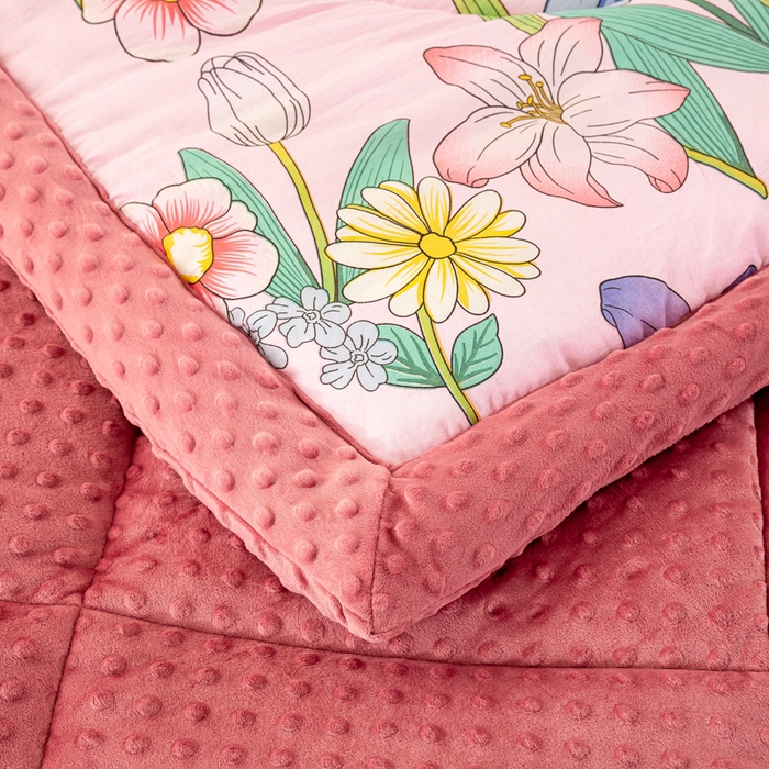 91家纺网 家纺一手货源 找家纺 美梦之都 2025新款A类水洗豆豆绒印花大豆被子被芯 郁金香