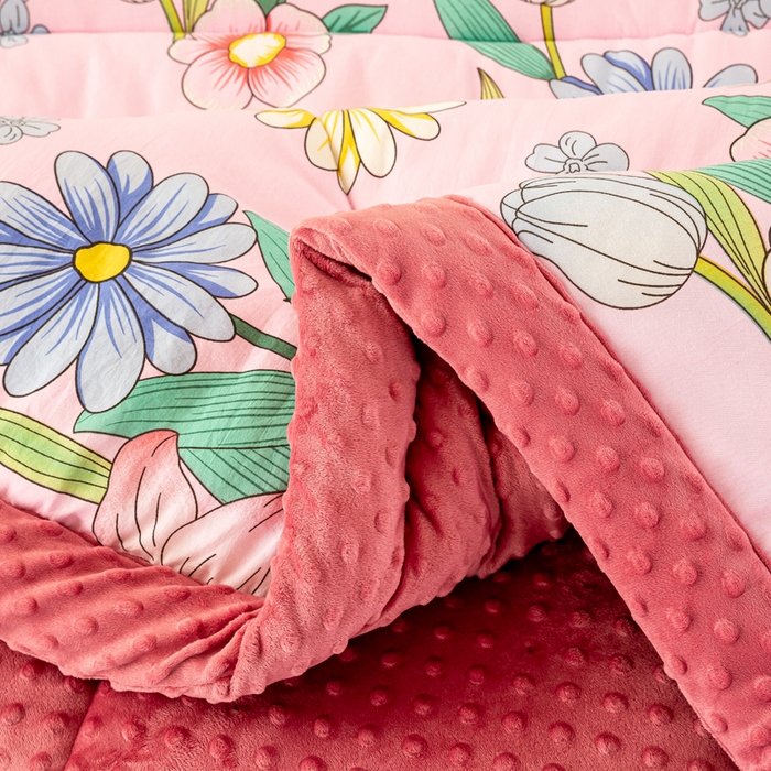 91家纺网 家纺一手货源 找家纺 美梦之都 2025新款A类水洗豆豆绒印花大豆被子被芯 郁金香