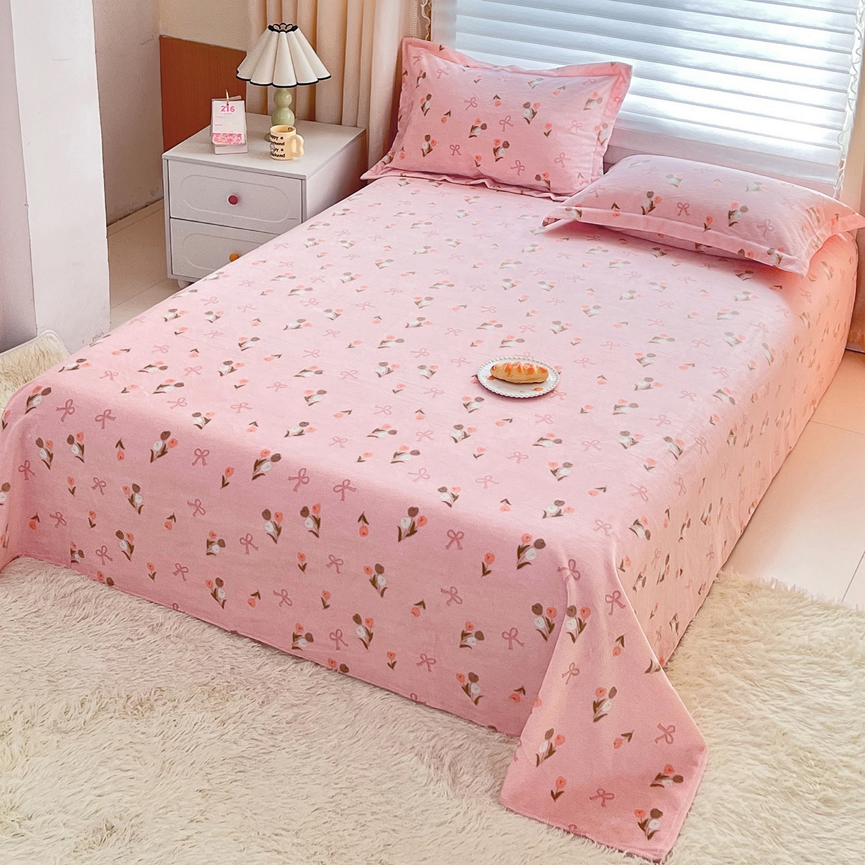 91家纺网 家纺一手货源 找家纺 锦罗绣 2025新款230克牛奶绒印花四件套 郁金香