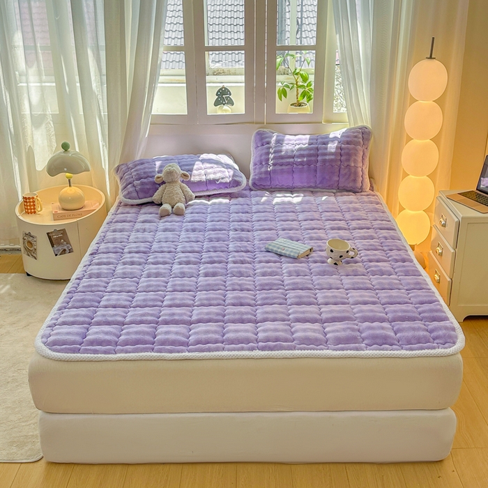 91家纺网 家纺一手货源 找家纺 （总）蕾诺家纺 2025新款加厚泡泡兔绒夹棉床垫保护垫