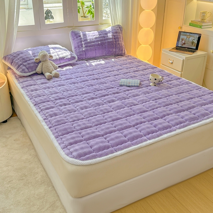 91家纺网 家纺一手货源 找家纺 （总）蕾诺家纺 2025新款加厚泡泡兔绒夹棉床垫保护垫