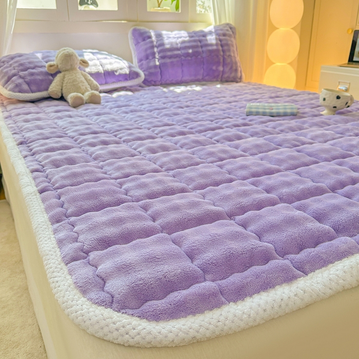 91家纺网 家纺一手货源 找家纺 （总）蕾诺家纺 2025新款加厚泡泡兔绒夹棉床垫保护垫