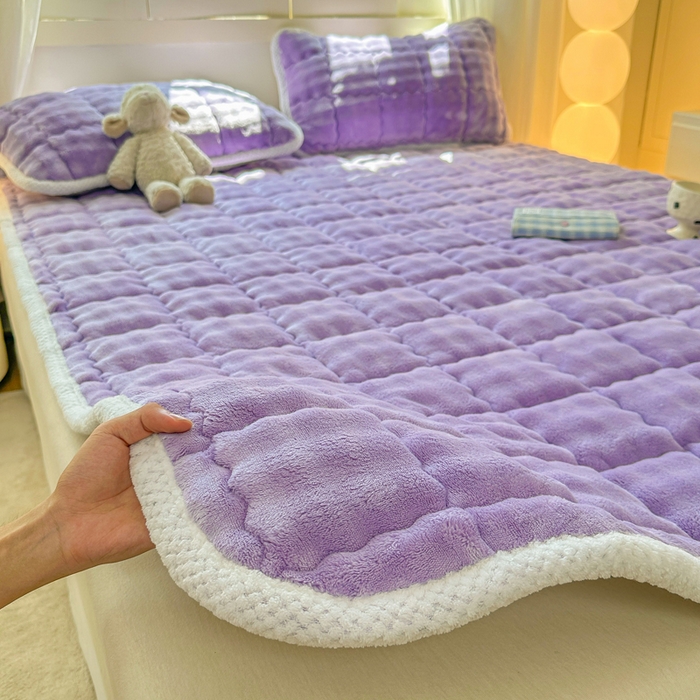 91家纺网 家纺一手货源 找家纺 （总）蕾诺家纺 2025新款加厚泡泡兔绒夹棉床垫保护垫