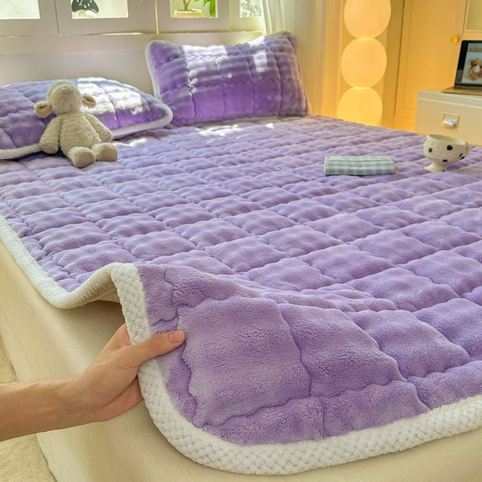 91家纺网 家纺一手货源 找家纺 （总）蕾诺家纺 2025新款加厚泡泡兔绒夹棉床垫保护垫