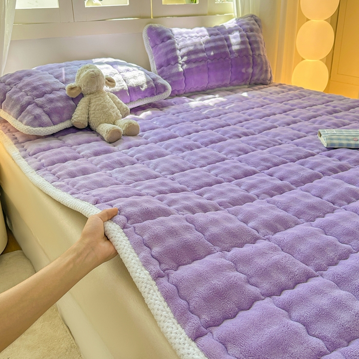 91家纺网 家纺一手货源 找家纺 （总）蕾诺家纺 2025新款加厚泡泡兔绒夹棉床垫保护垫