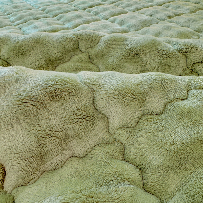 91家纺网 家纺一手货源 找家纺 蕾诺家纺 2025新款加厚泡泡兔绒夹棉床垫保护垫 抹茶绿