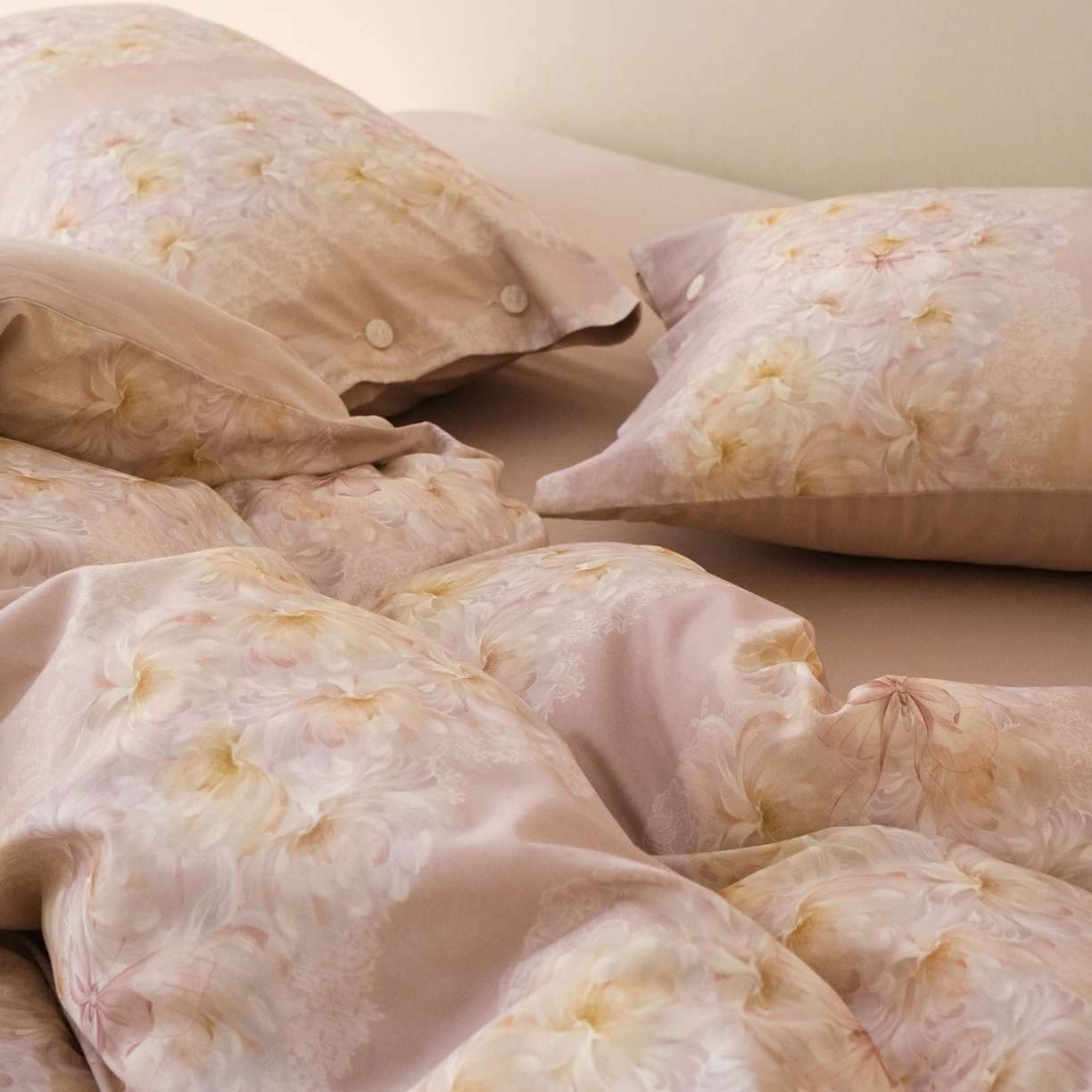 91家纺网 家纺一手货源 找家纺 三味舒屋 2025新款黄金棉磨毛数码印花四件套 磨毛喜礼