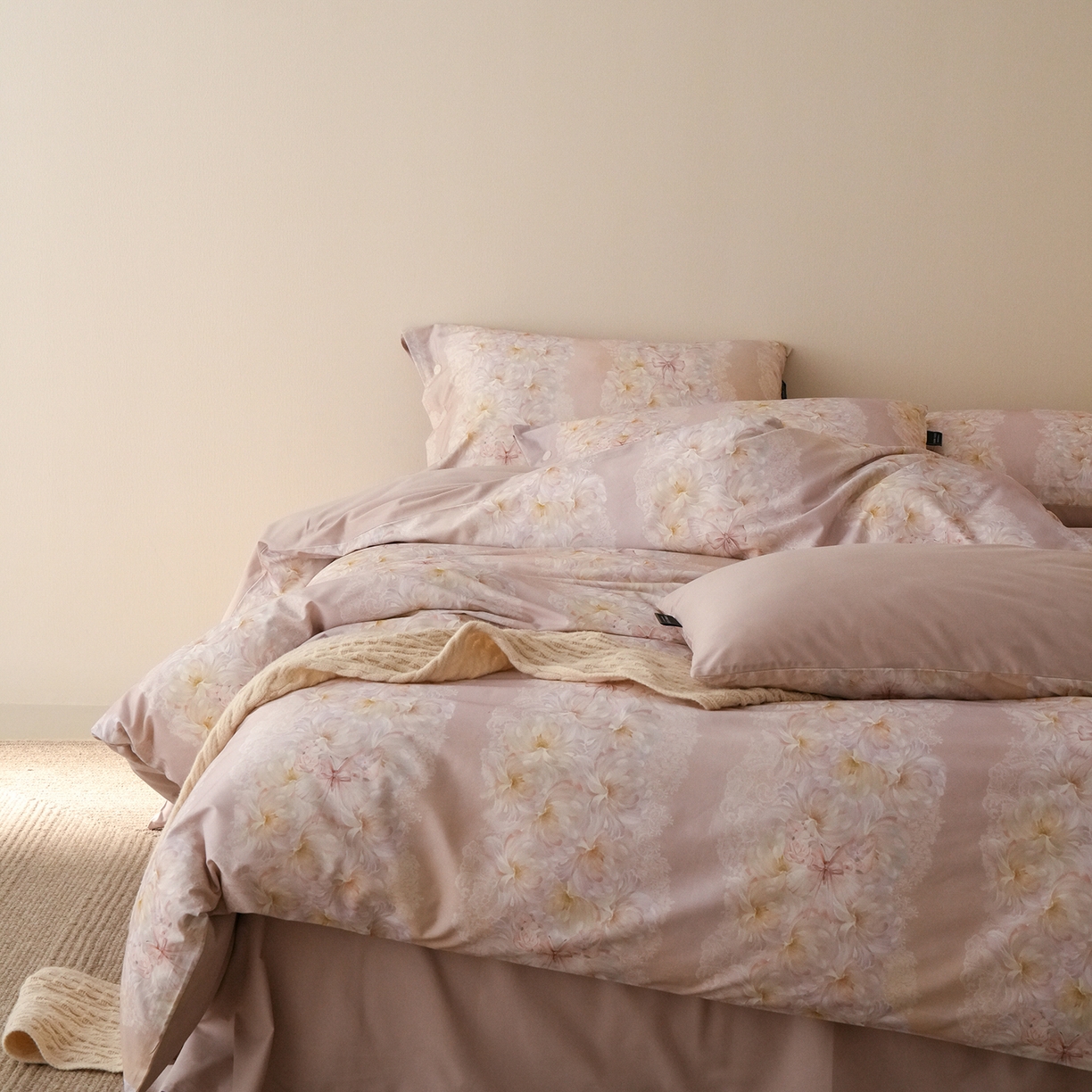 91家纺网 家纺一手货源 找家纺 三味舒屋 2025新款黄金棉磨毛数码印花四件套 磨毛喜礼