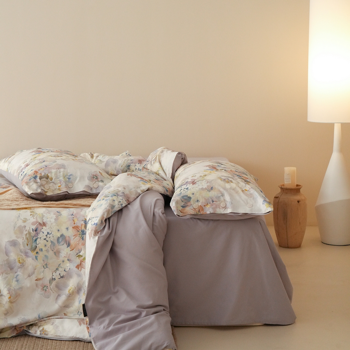 91家纺网 家纺一手货源 找家纺 三味舒屋 2025新款黄金棉磨毛数码印花四件套 磨毛紫霞