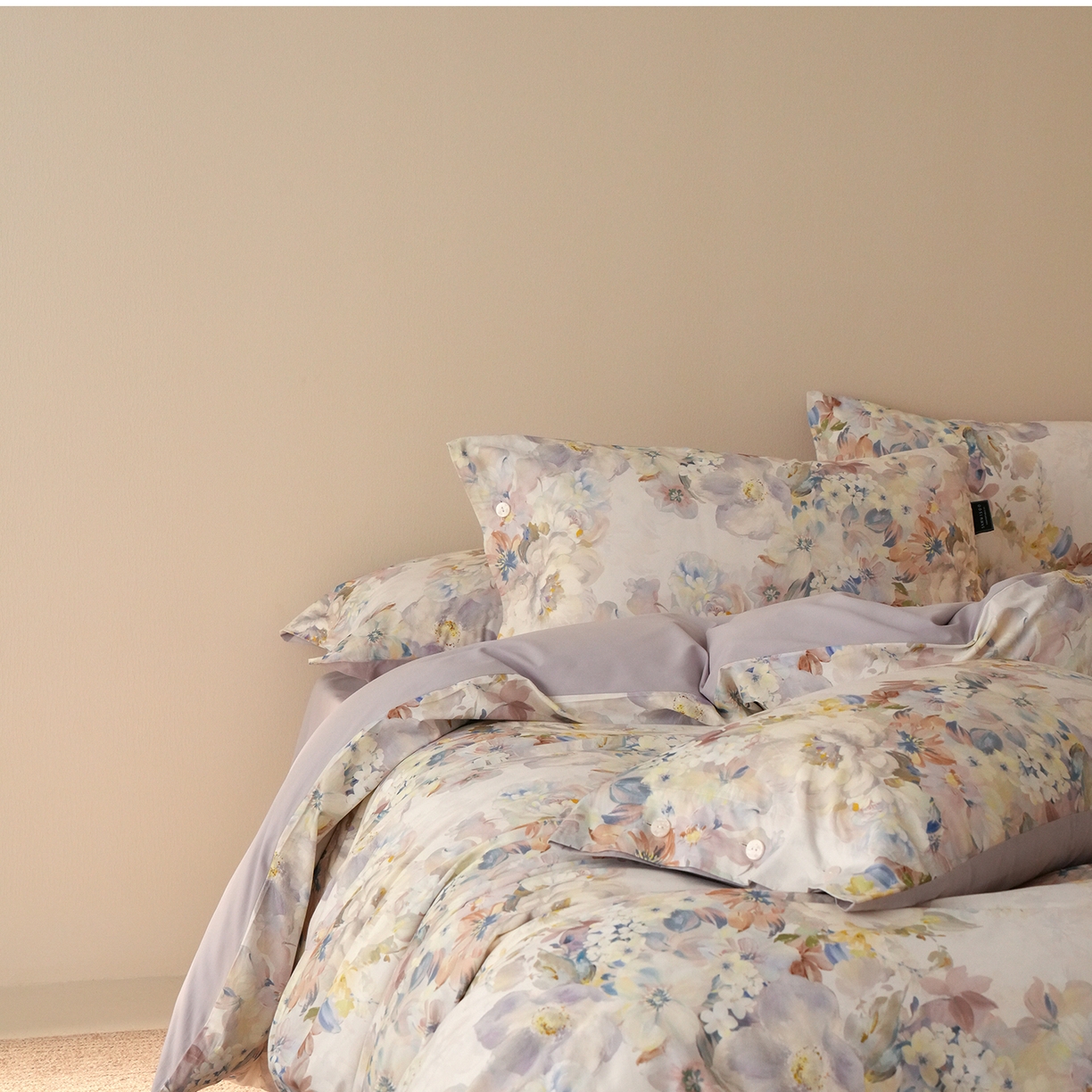 91家纺网 家纺一手货源 找家纺 三味舒屋 2025新款黄金棉磨毛数码印花四件套 磨毛紫霞