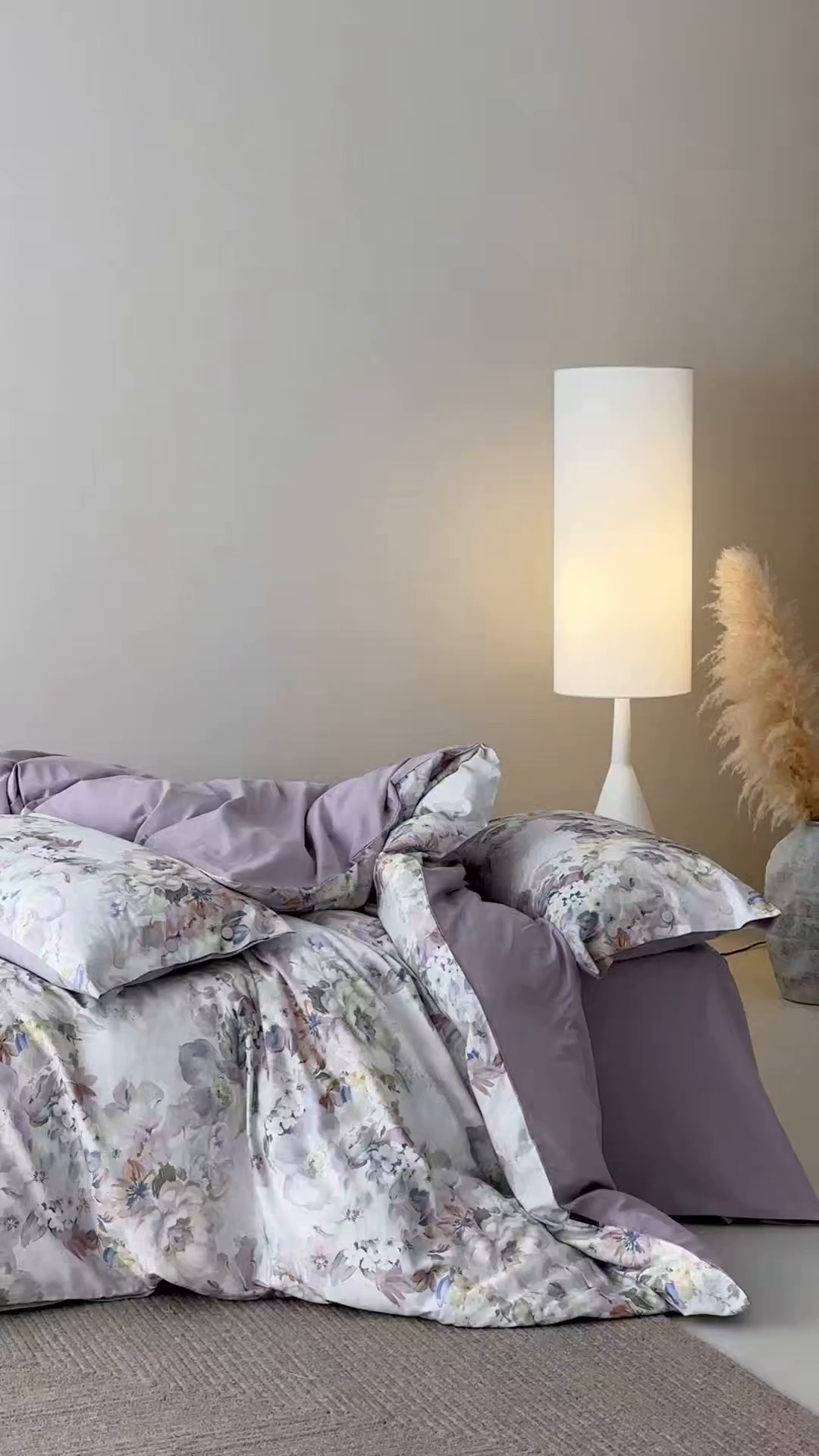 91家纺网 家纺一手货源 找家纺 三味舒屋 2025新款黄金棉磨毛数码印花四件套 磨毛紫霞