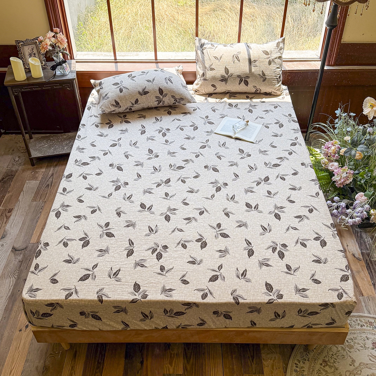 91家纺网 家纺一手货源 找家纺 仟网汇 2025新款高克重水洗亚麻复古原麻床笠 花季