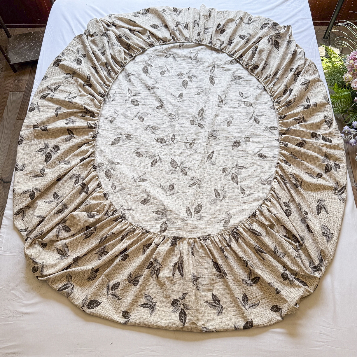 91家纺网 家纺一手货源 找家纺 仟网汇 2025新款高克重水洗亚麻复古原麻床笠 花季