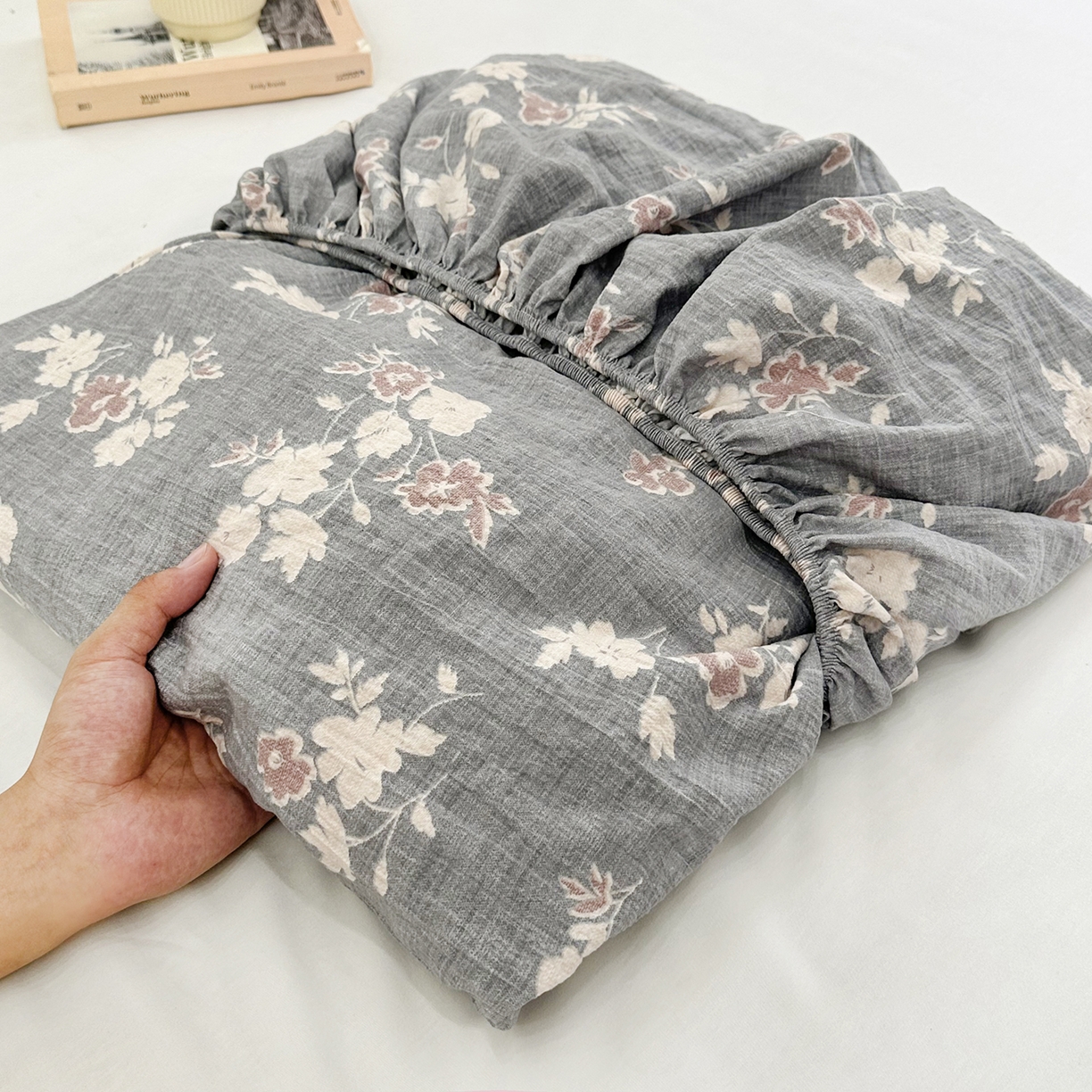 仟网汇 2025新款高克重水洗亚麻复古原麻床笠 夕颜