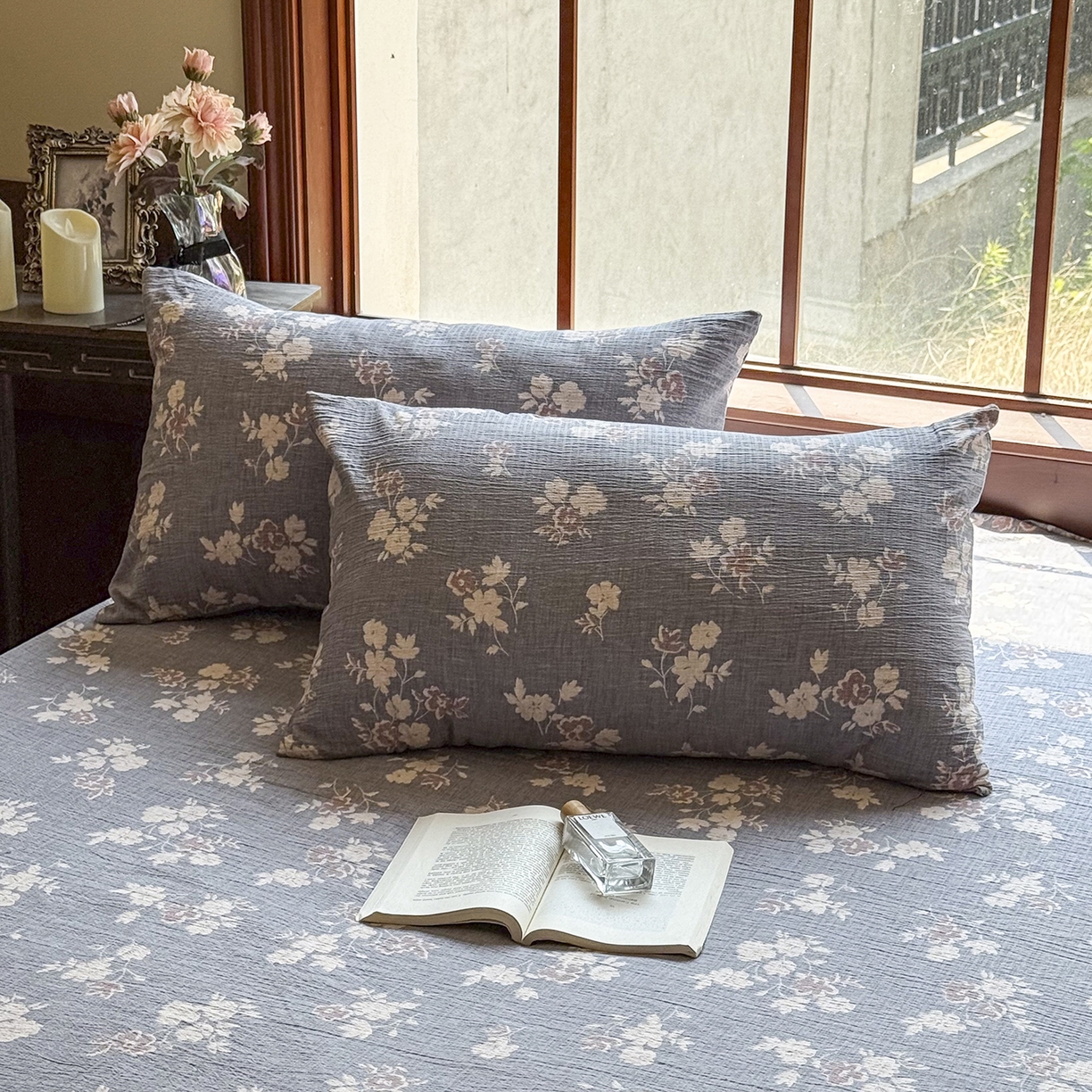 91家纺网 家纺一手货源 找家纺 仟网汇 2025新款高克重水洗亚麻复古原麻床笠 夕颜