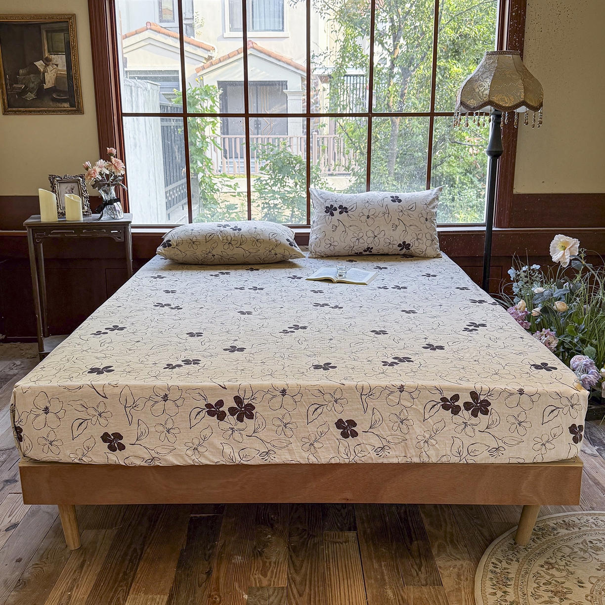 91家纺网 家纺一手货源 找家纺 仟网汇 2025新款高克重水洗亚麻复古原麻床笠 约定咖